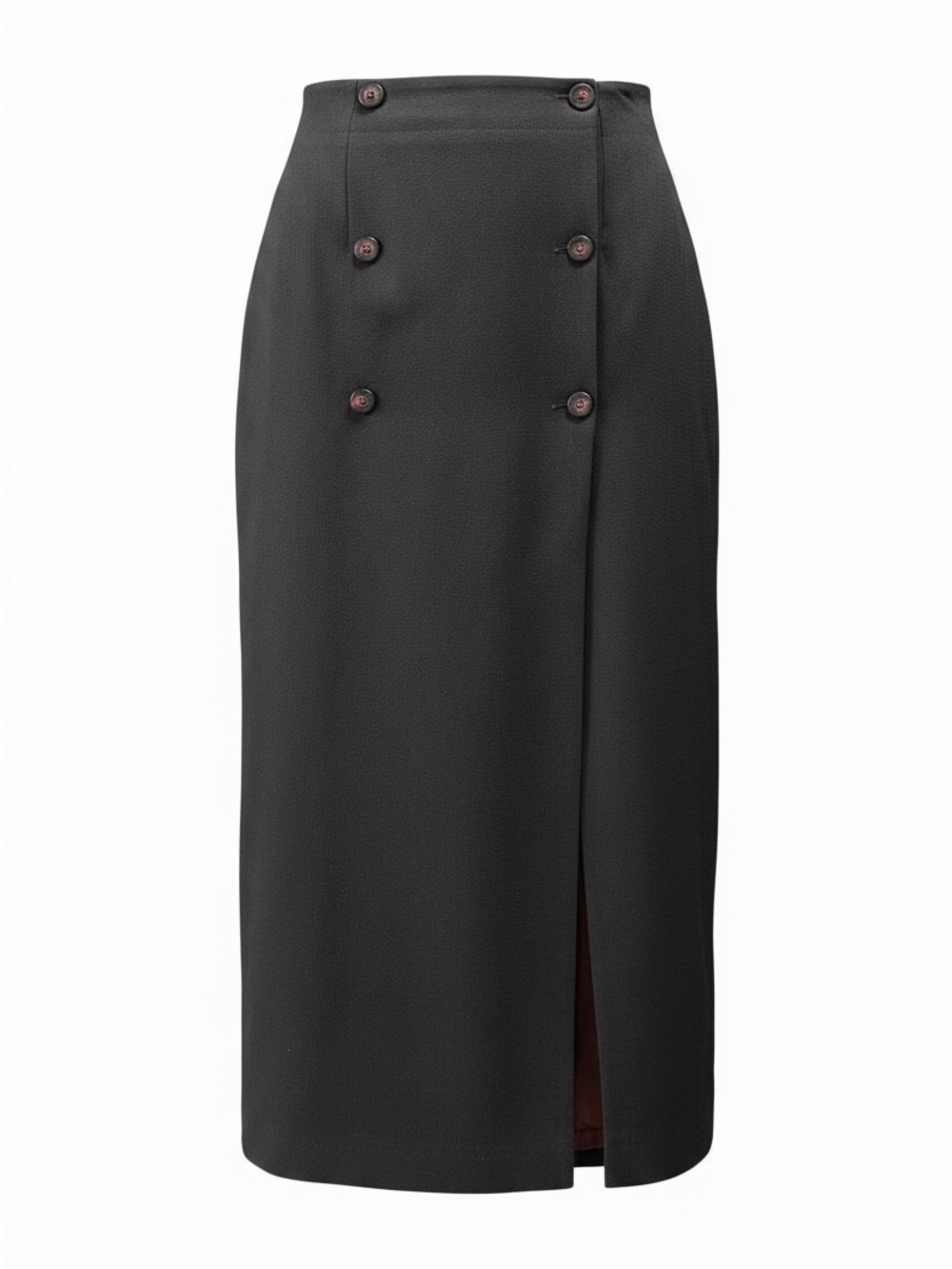 🇨🇦 JACOB Vintage Brown Wool Wrap Pencil Midi Skirt Dark Academia Preppy